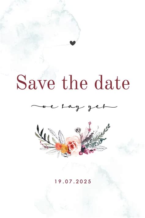 Save The Date Uitnodiging Bloemen Watercolour Ronde Hoeken