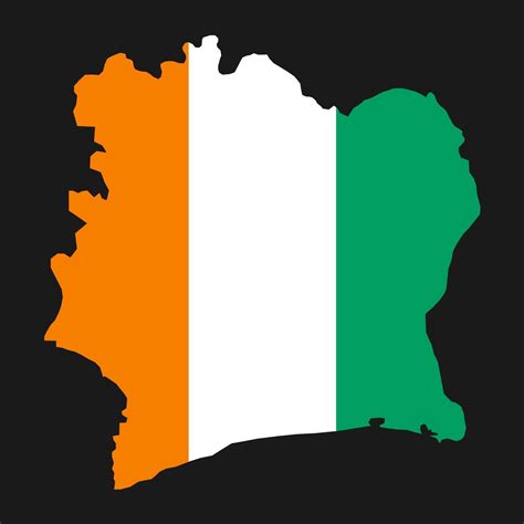 Ivory Coast Map Silhouette With Flag On Black Background 3330871 Vector