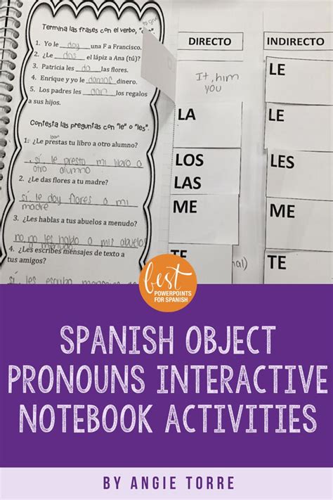 Spanish Object Pronoun Interactive Notebook Activies And Foldable