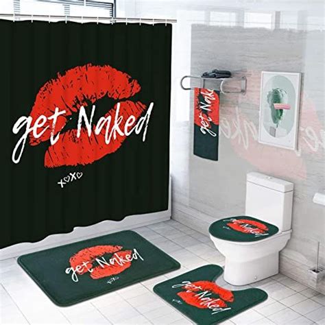 5 Pcs Get Naked Shower Curtain Sets With Rugs And Towels Include Non