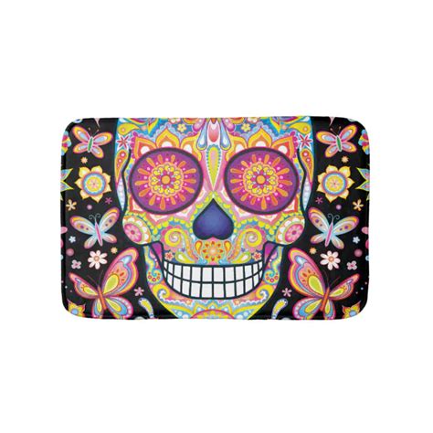 Sugar Skull Bath Mat Day Of The Dead Art Zazzle