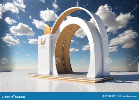 Arch In The Sky Podium For Product Display Generative Ai Stock