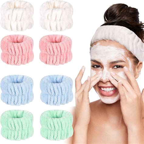 4 Pairs Microfiber Wrist Wash Bands Set Soft Spa Wrist Washband Face