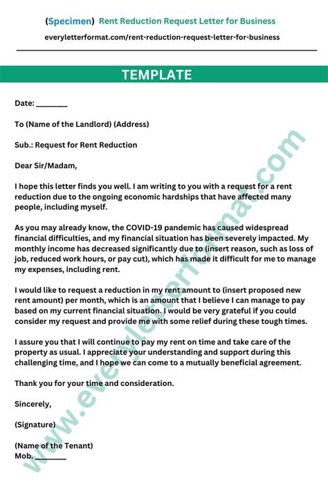 Rent Reduction Request Letter For Business