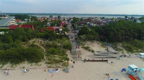 Beach Baltic Sea Uniescie Mielno Plaza Morze Aerial View Poland Stock