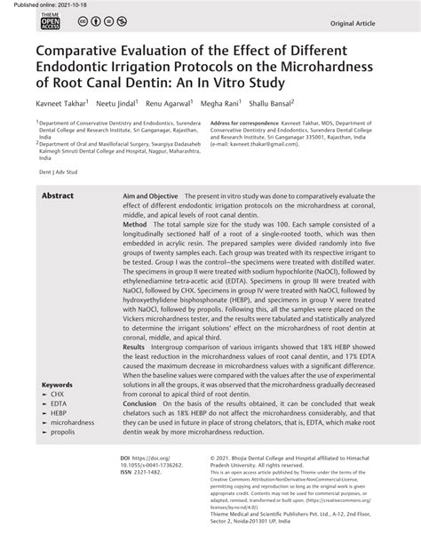 PDF Comparative Evaluation Of The Effect Of Different Endodontic