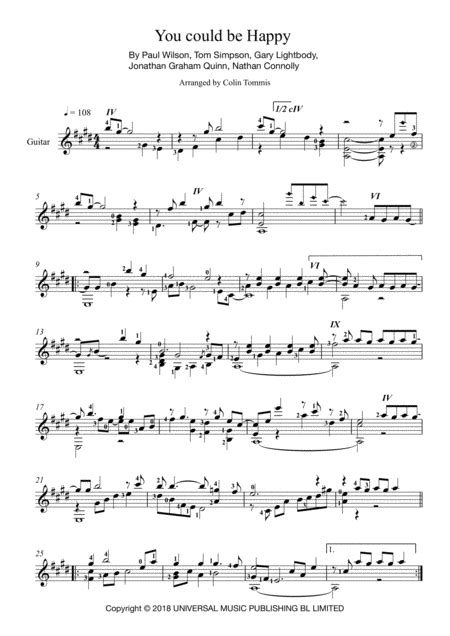 You Could Be Happy Arr Colin Tommis By Snow Patrol Sheet Music For