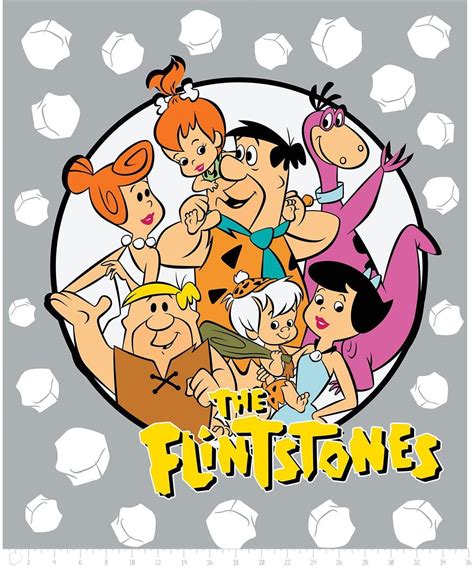 Flintstones Characters 100% Cotton Fabric Panel - Walmart.com