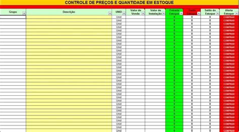 Planilha De Controle De Estoque Grátis Excel Baixar Imprimir Preencher