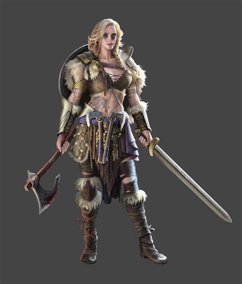 Artstation Barbarian Warrior Woman Barbarian Woman Viking Character