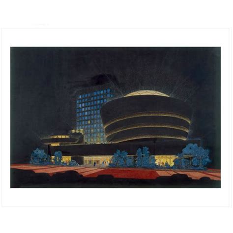 Frank Lloyd Wright Solomon R Guggenheim Museum Night Illustration New