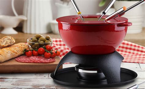 Amazon Artestia 11 Piece Cast Iron Fondue Set With Adjustable