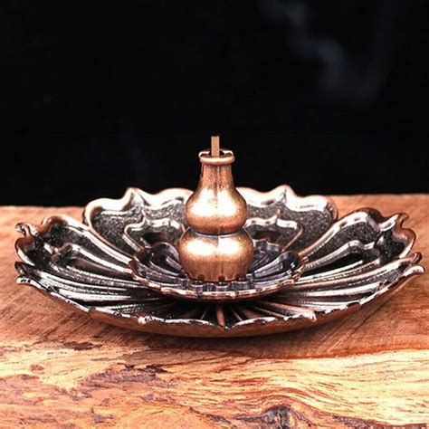 Alloy Bronze Incense Burner Stick Holder Plate Buddhism Coil Lotus