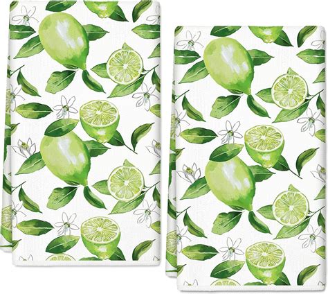 Amazon Jarthenaamcs Lemon Kitchen Towel Watercolor Green Lime Dish