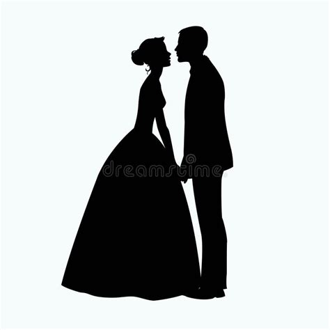 Jeunes Mariés Silhouette Illustration Illustration de Vecteur