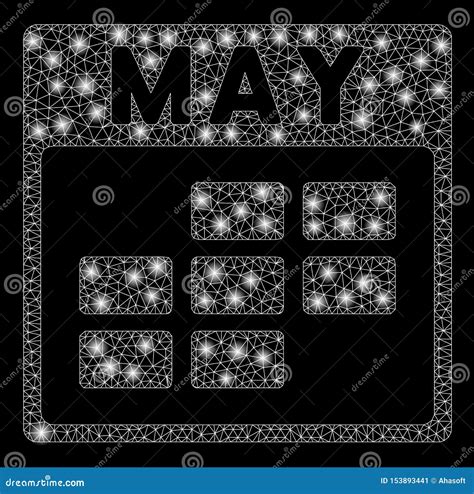 Flare Mesh 2D May Calendar Grid With Flare Spots Stock Vector