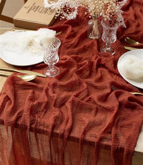 Amazon Vitalizart Terracotta Cheesecloth Table Runner Ft Rust