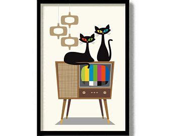 Wedding Gifts Cat Art Prints Mid Century Modern Art By Dexmex Mid