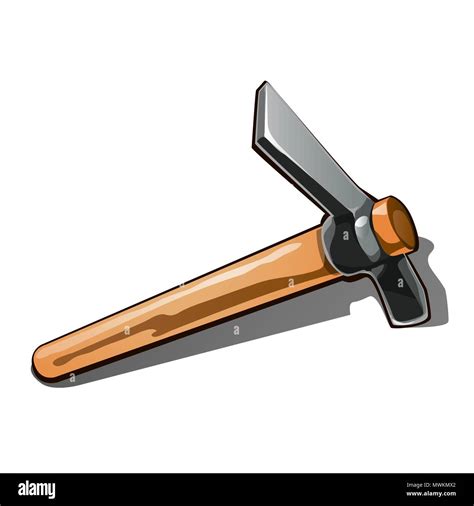 Vintage Pickaxe Isolated On White Background Vector Illustration Stock