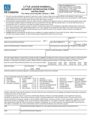 Fillable Online Accident Notification Form AIG Fax Email Print PdfFiller