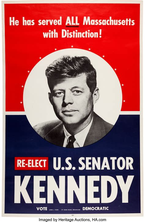 John F Kennedy 1958 Senate Re Election Poster Political 3d