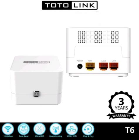 Totolink T6 AC1200 Mesh WiFi Megabit 2 Pack Lazada