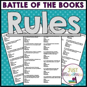 Rules by Cynthia Lord Battle of the Books Trivia Questions by Deana Jones