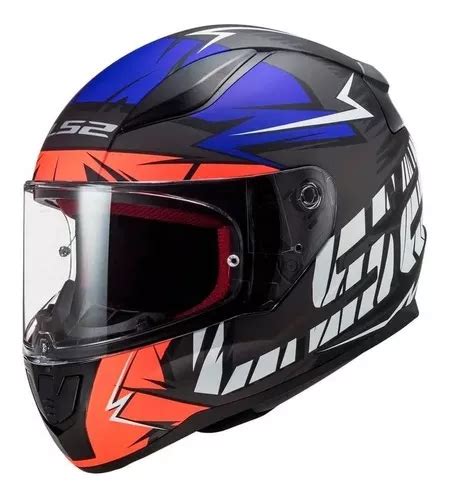 Casco Para Moto Integral Ls2 Ff353 Rapid Cromo Naranja Azul Color Azul