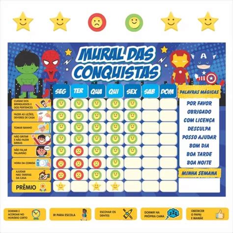 Quadro De Comportamento Infantil Incentivo De Menino Herois