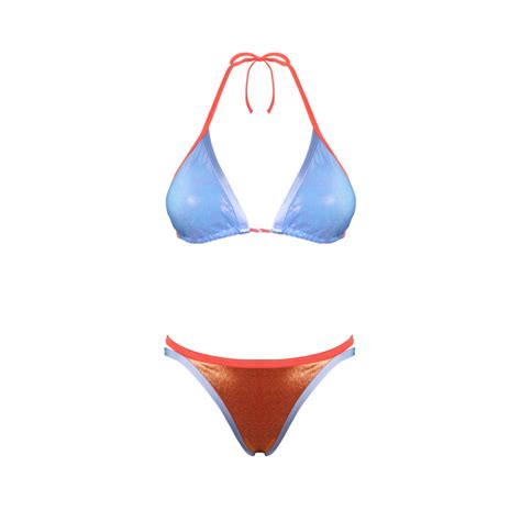 Pack Bikini Reggiseno E Slip Celeste E Mandarino Taglia Xs