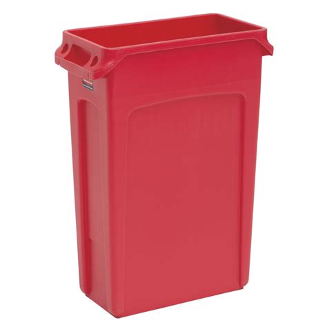 Rubbermaid Slim Jim Gal Red Plastic Trash Receptacle L X W