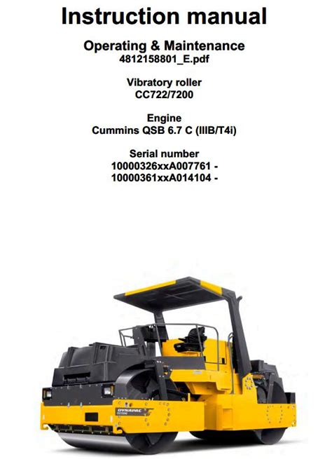 Dynapac Vibratory Roller CC722 Operation Maintenance Manual