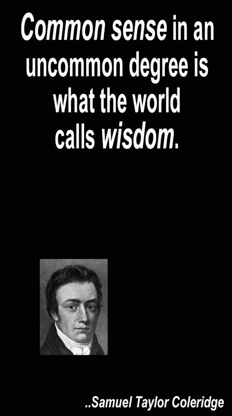 Common Sense In An Uncommon Degree Is What The World Calls Wisdom