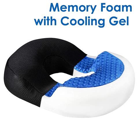 Blue Memory Foam Donut Pillow for Tailbone Pain Relief - Cool Gel