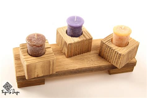 Handcrafted Reclaimed Wood Set Of Candle Holder With Pad Etsy