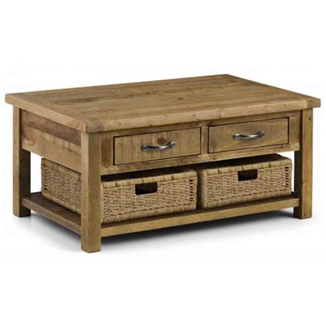 Rustic Reclaimed Pine Coffee Table with 2 Drawers