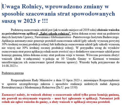 Uwaga Rolnicy Wprowadzono Zmiany W Sposobie Szacowania Strat