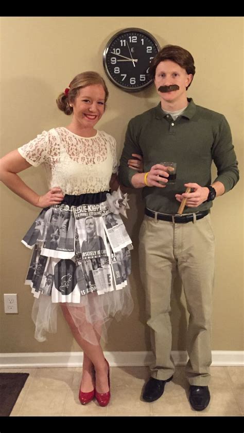 Leslie Knope and Ron Swanson Costume | Funny couple halloween costumes ...