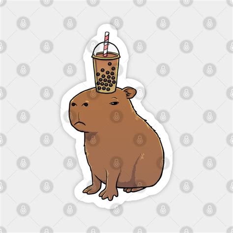 Capybara With Bubble Tea On Its Head Capybara Magnet Teepublic