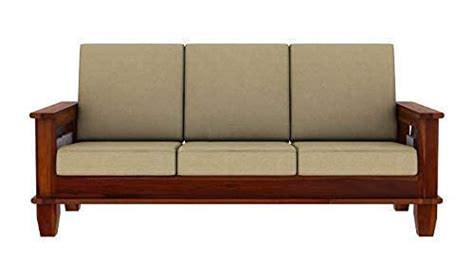 Vinod Handicraft Solid Sheesham Wood 3 Seater Sofa With Cushion For