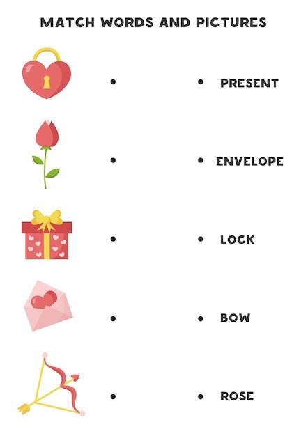 Premium Vector Matching Game Match Valentine Day Elements With Words