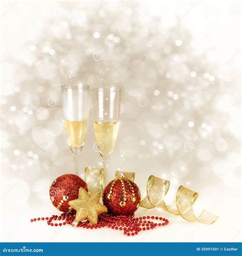 Champagne Glasses New Year And Christmas Celebration With Copy Stock Image Image Of Cheers