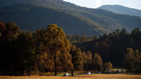 Great Smoky Mountains fall foliage in Cades Cove in Tennessee