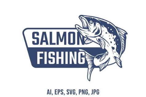 Salmon Fishing Badge Design Graphic By Raulyufitraf Creative Fabrica