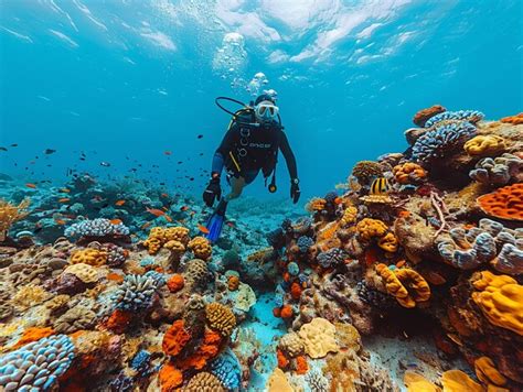 Premium Photo Scuba Diver Exploring A Coral Reef