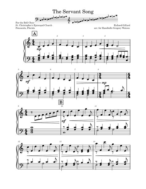 Theservantsong Sheet Music For Piano Handbell Ensembles