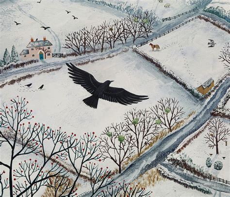 Canvas Print Of Winter Landscape With Crow From An Original Acrylic