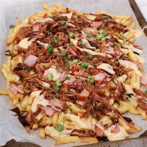 Pulled Pork Bacon Loaded Fries Three Aussie Farmers