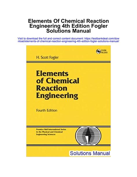 Elements Of Chemical Reaction Engineering Th Edition Fogler Solutions