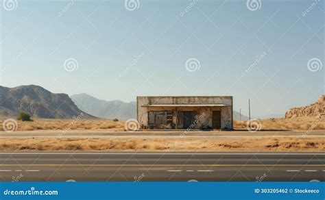 Minimalist Photography Abandoned Gas Station in the Desert Stock ...